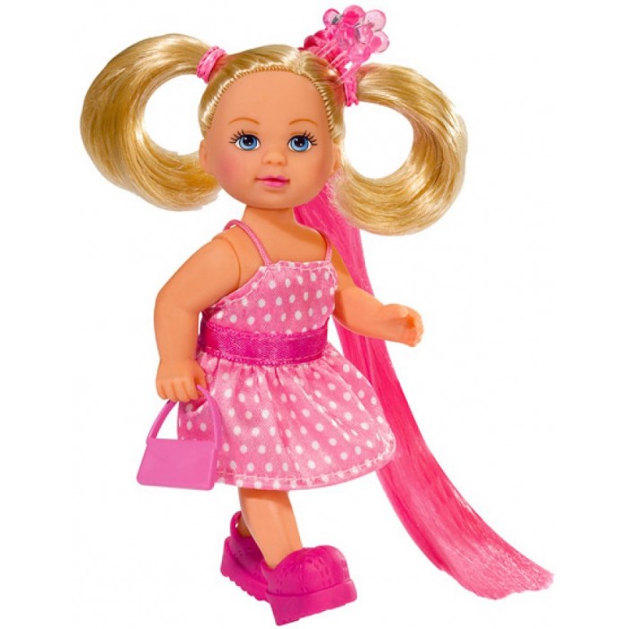 Кукла Еви с розовой прядью для волос, 12 см.  